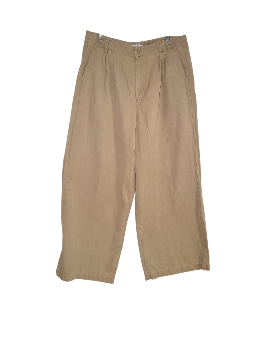 Madewell The Harlow Wide-Leg Pant Tan Beige Size 14 Pleated Cotton Linen Blend